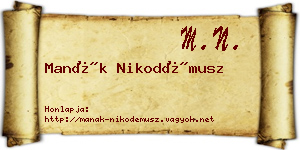 Manák Nikodémusz névjegykártya